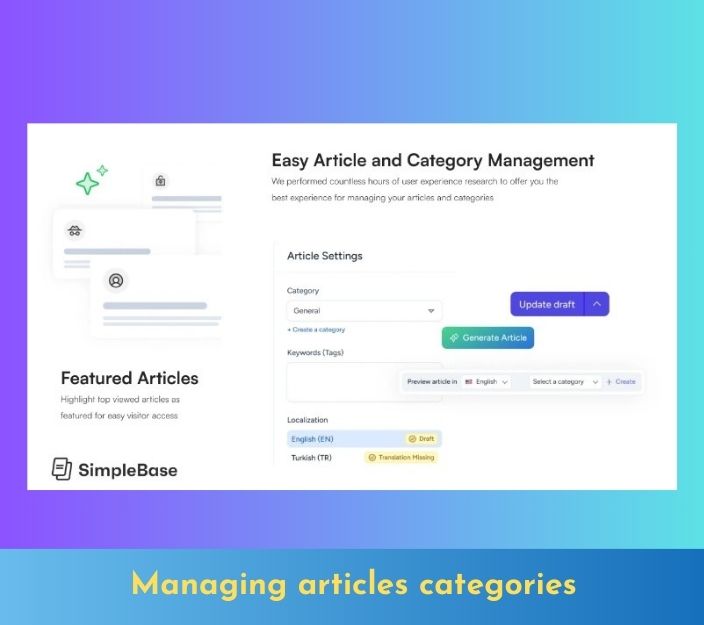 SimpleBase Lifetime deal review Managing articles categories
