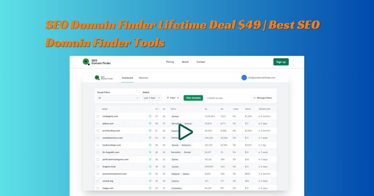 SEO Domain Finder Lifetime Deal $49 | Best SEO Domain Finder Tools