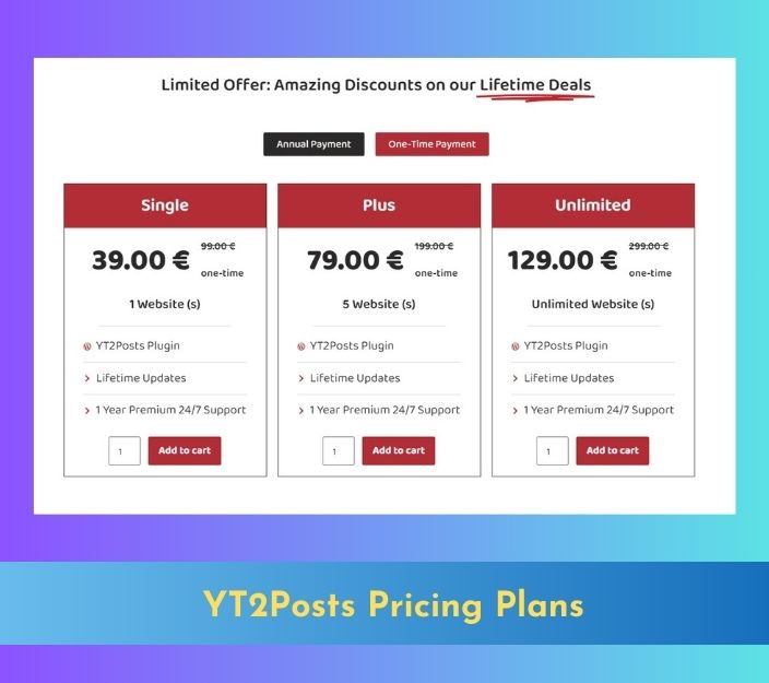 YT2Posts Pricing Plans